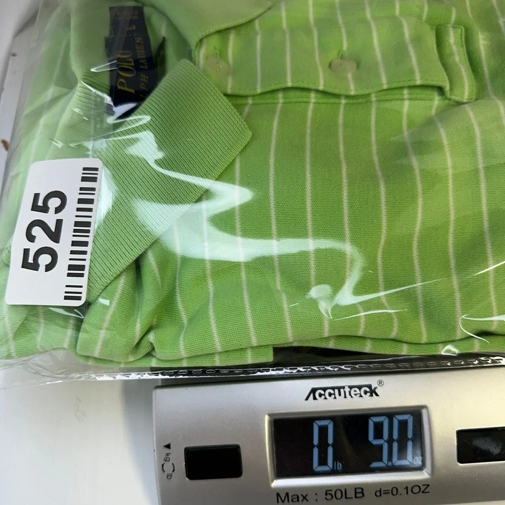 Polo‎ Ralph Lauren Striped Polo Shirt Men's Large Green Good Custom Fit